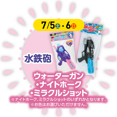 【水鉄砲】ウォーターガン ナイトホーク／ミラクルショット※ナイトホーク／ミラクルショットのいずれかとなります。※お色はお選びいただけません。
