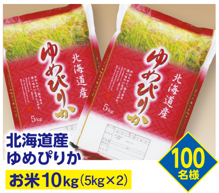 北海道産 ゆめぴりか【お米10kg（5kg×2）】100名様